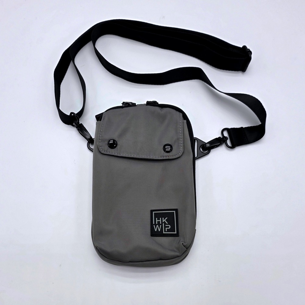 IHKWP Gray Nylon Tactical Crossbody Phone Bag Utility Pouch with Carabiner